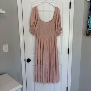 Mittoshop Women's Spring in My Step Blush Midi Dress Curvy Size 1X NWT